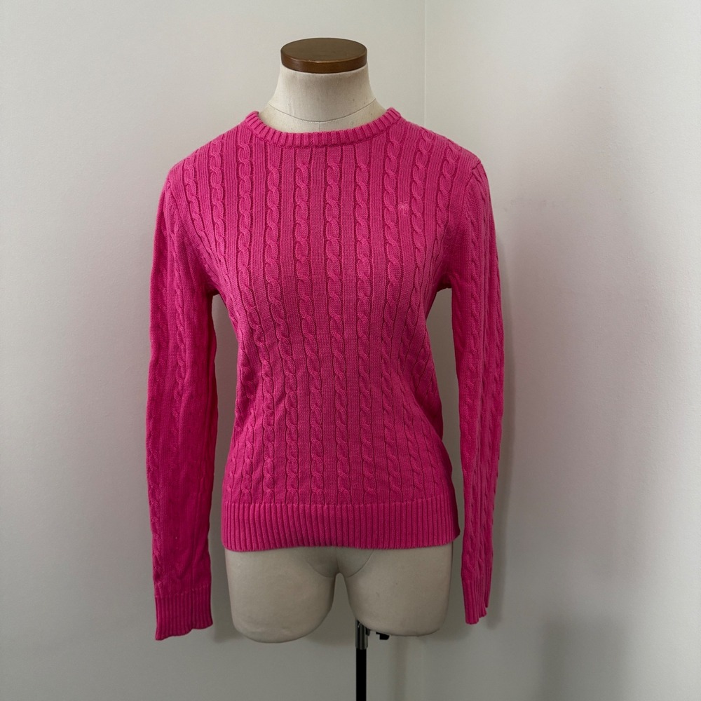 Lilly Pulitzer Small Pink Cobo Cable Knit Sweater Preppy Coastal Academic